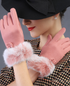 Rabbit hair bowknot Glove